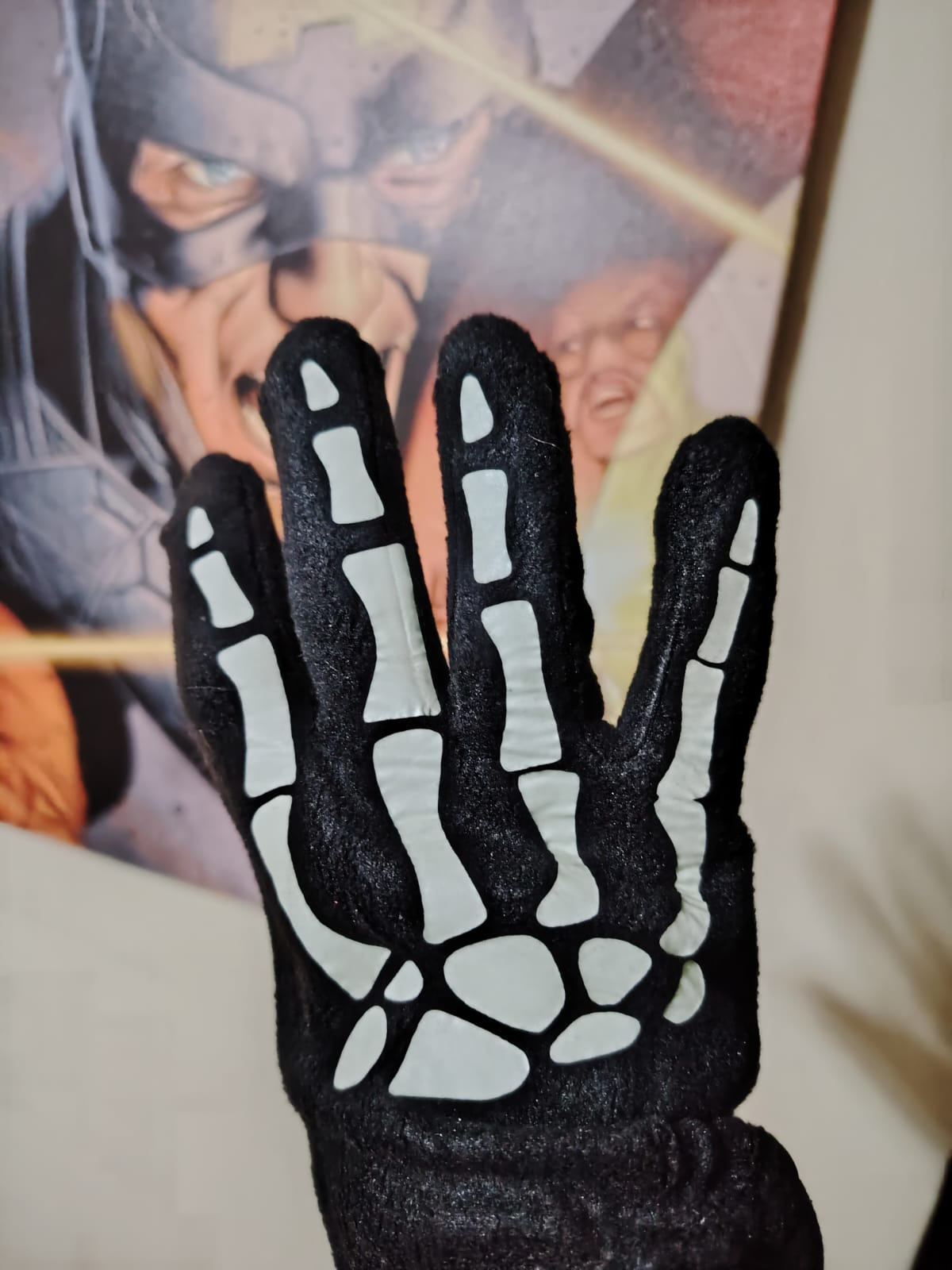 Guantes neon de calavera para disfraz de halloween