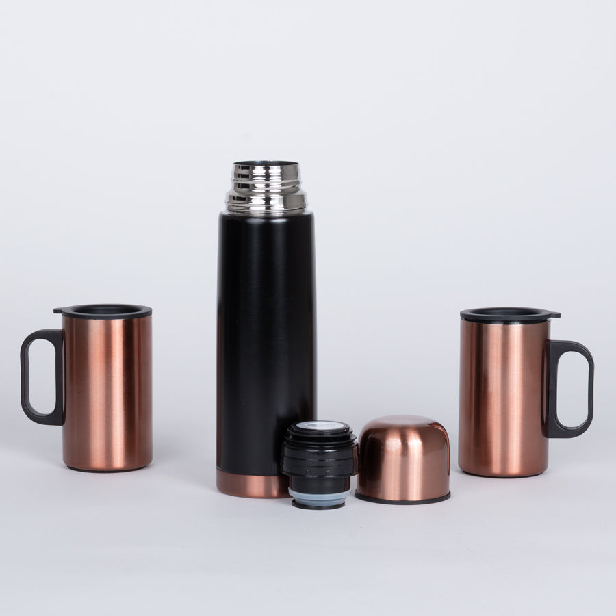 Set termo 1/2 L + 2 tazones encobrizados GLASGOW