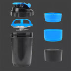 Vaso Gym para batidos proteína "SHAKE", con 4 compartimientos.