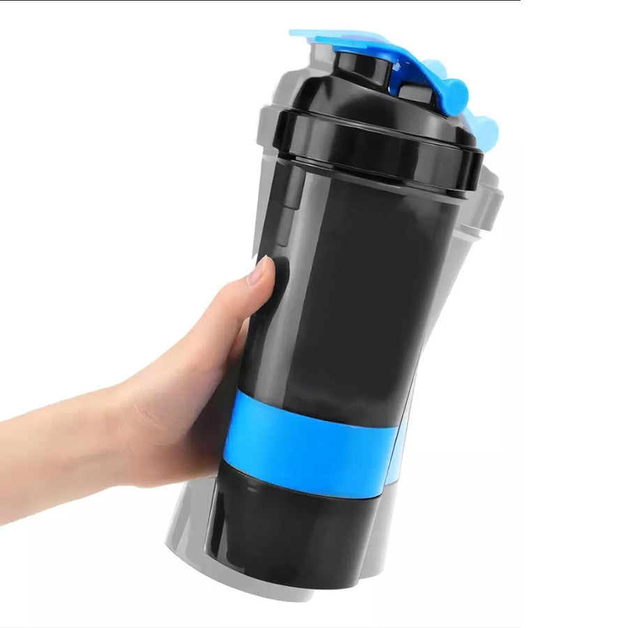 Vaso Gym para batidos proteína "SHAKE", con 4 compartimientos.