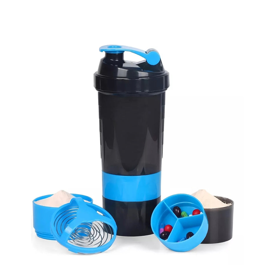 Vaso Gym para batidos proteína "SHAKE", con 4 compartimientos.