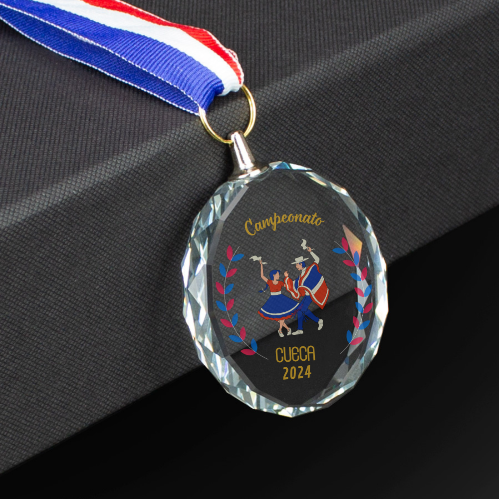 Medalla de Cristal Personalizada Campeonato de Cueca