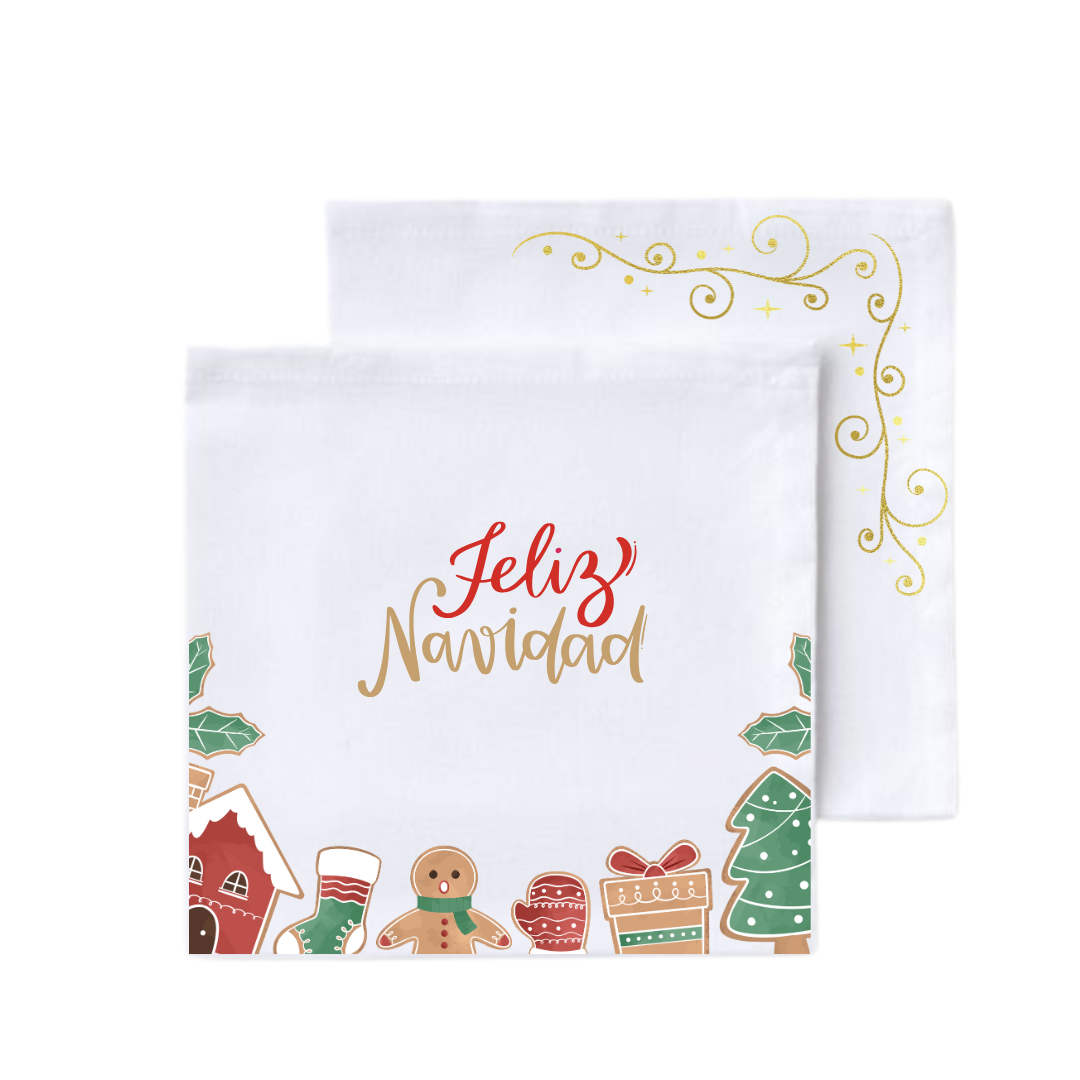 Pack de 6 Servilletas de Tela Blanca para Navidad
