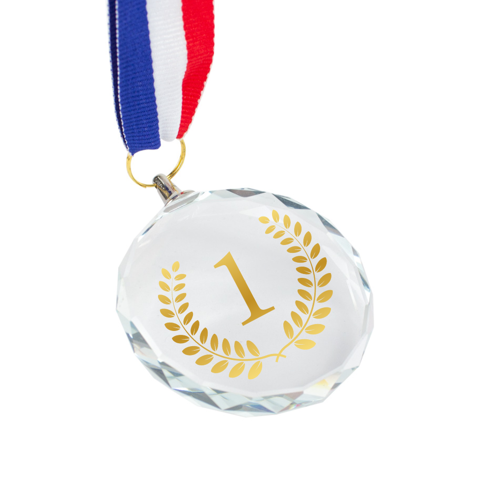Medalla Cristal con cinta tricolor