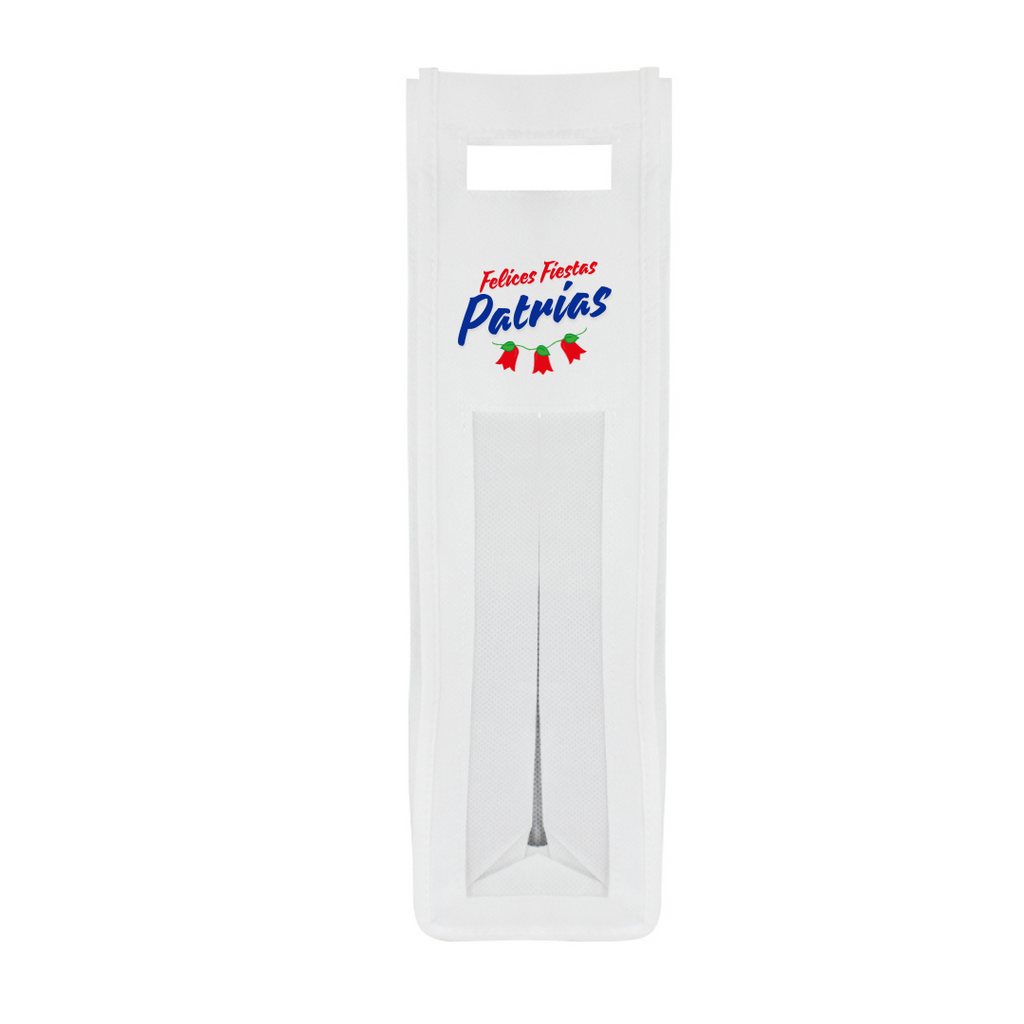 Porta-Botella de Vino TNT Fiestas Patrias Reutilizable con Ventana (1 Unidad)