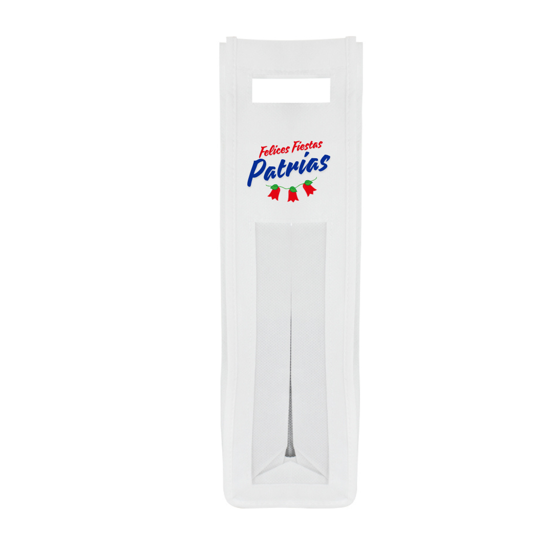 Porta-Botella de Vino TNT Fiestas Patrias Reutilizable con Ventana (1 Unidad)