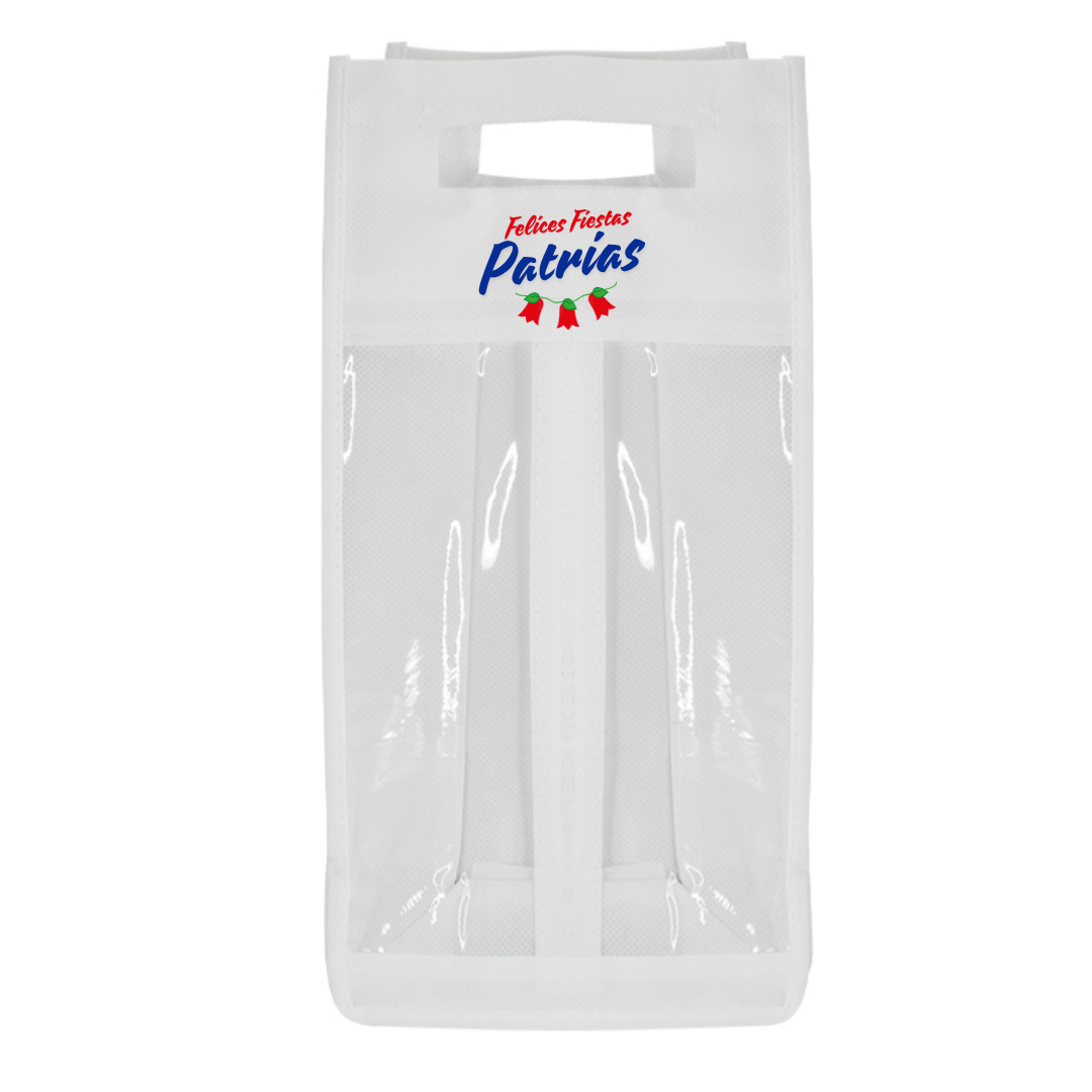 Porta-Botellas de Vino TNT Fiestas Patrias – Reutilizable con Ventanas  (2 Unidades)