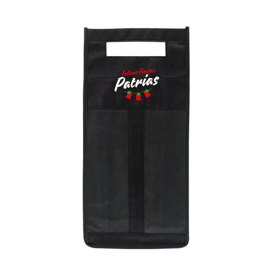 Porta-Botellas de Vino TNT Fiestas Patrias – Reutilizable con Ventanas  (2 Unidades)