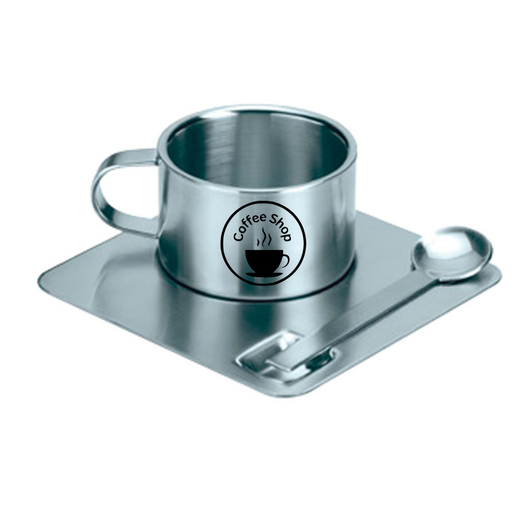 SET TAZA DE CAFÉ EXPRESO CON CUCHARA 180cc. PERSONALIZADO