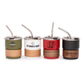 Vaso Térmico metálico CAMP 300cc. con Bombilla y Grip de Madera.