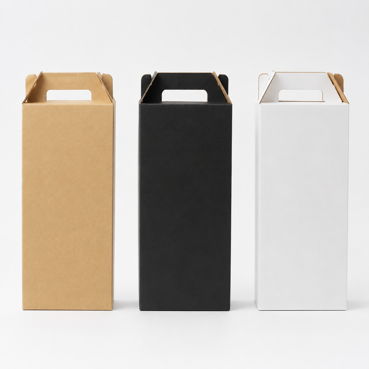 Mockup de Caja autoarmable con asas, para 2 botellas de Vino