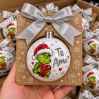 Esfera Navideña Personalizada Con Packaging y Cinta Personalizada