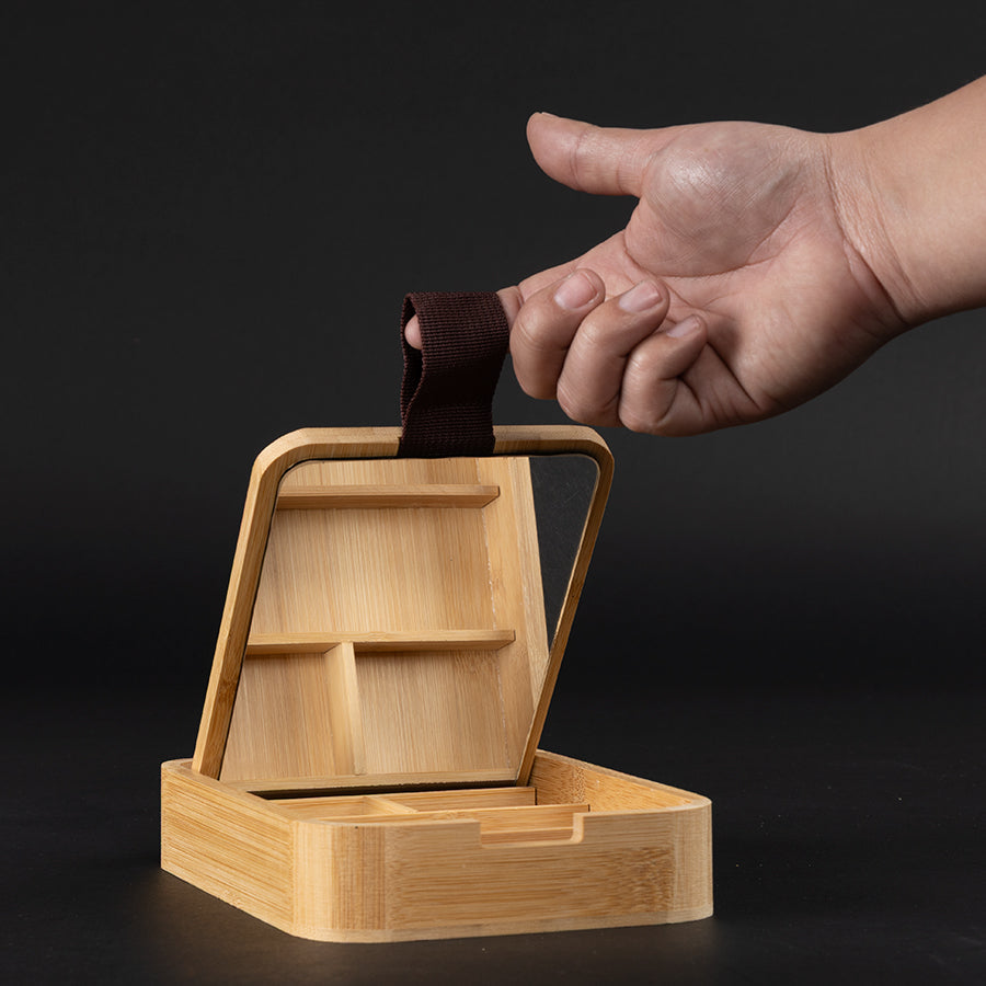 Caja organizadora de Bamboo con espejo «ANNA» 17