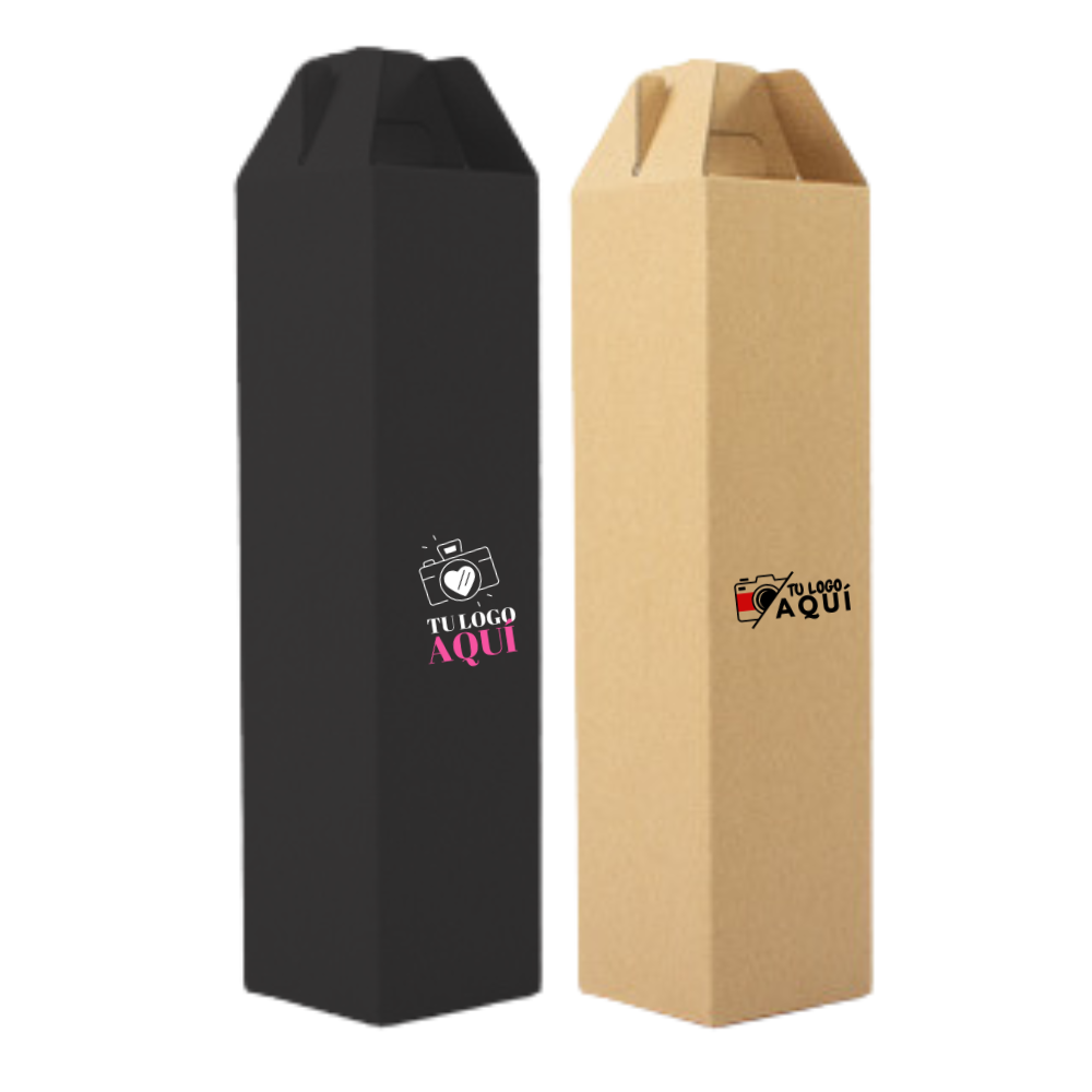 Caja autoarmable con asas, para 1 botella de Vino