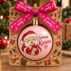 Esfera Navideña Personalizada Con Packaging y Cinta Personalizada