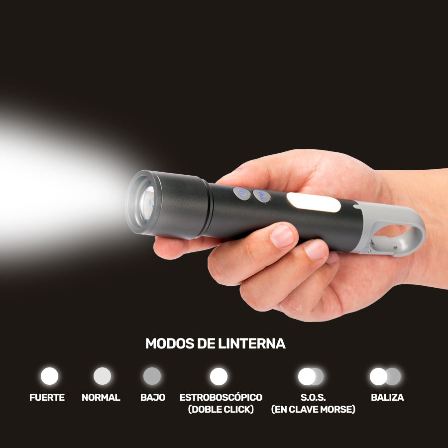 USB Linterna Táctica y lámpara recargable «HOOK» 15-en-1 7