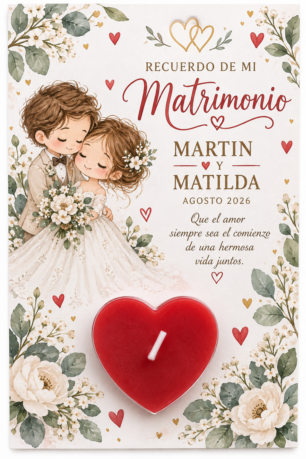 Vela Recuerdito de Matrimonio