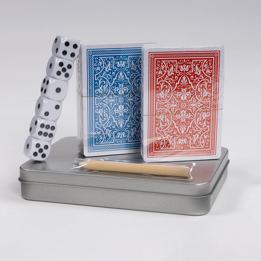 Set de Naipes y Dados en estuche de Aluminio 12