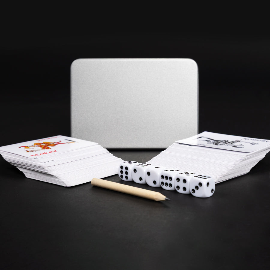 Set de Naipes y Dados en estuche de Aluminio 18