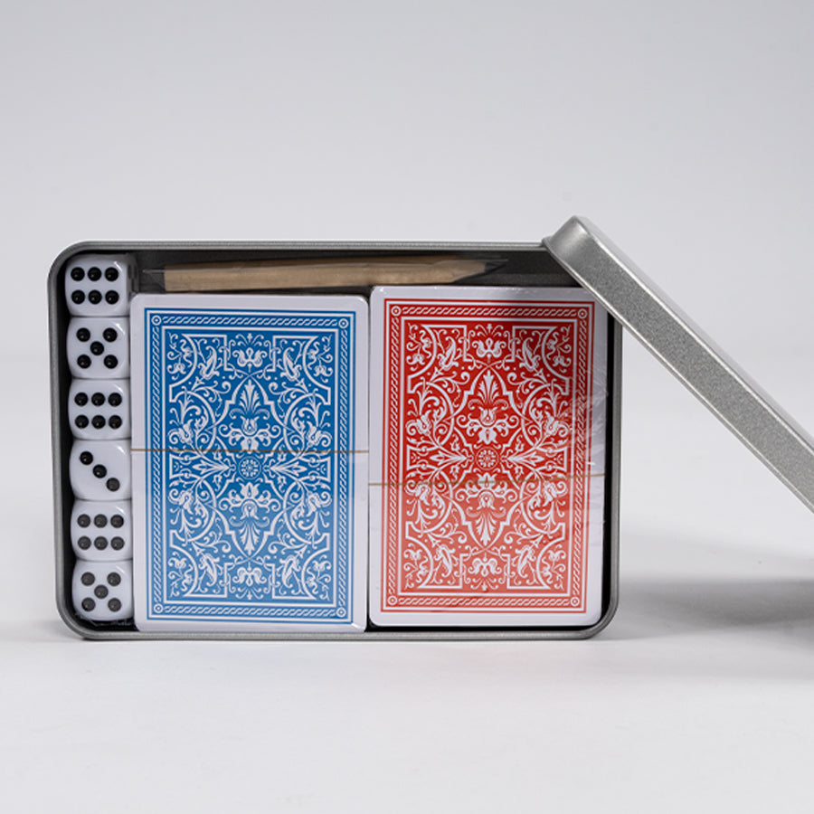 Set de Naipes y Dados en estuche de Aluminio 6