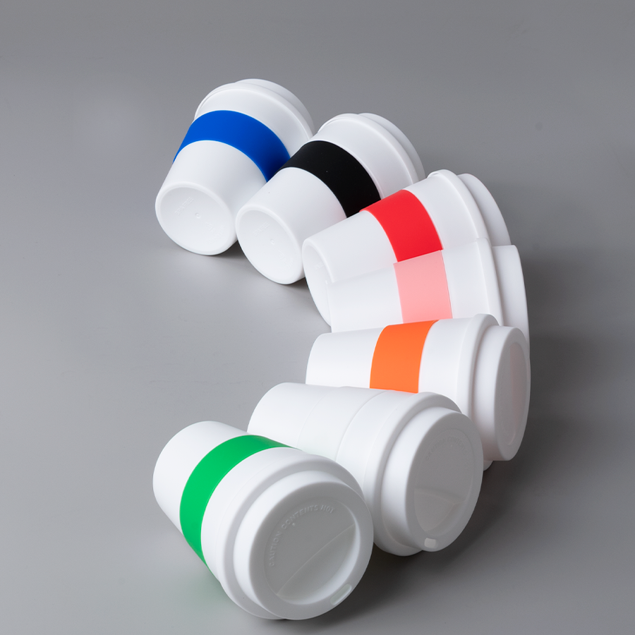 Mug Express Cup «WHITE» 356cc con banda silicona 1