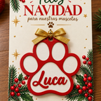 Adorno Navideño Patita de Mascota con Nombre