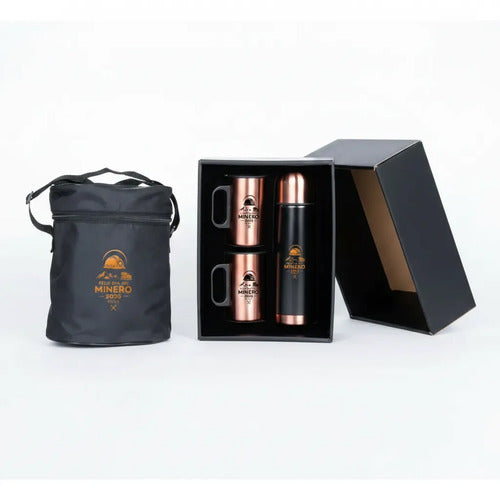 Set Termo + Tazones Encobbrizados + Bolso Día Del Minero