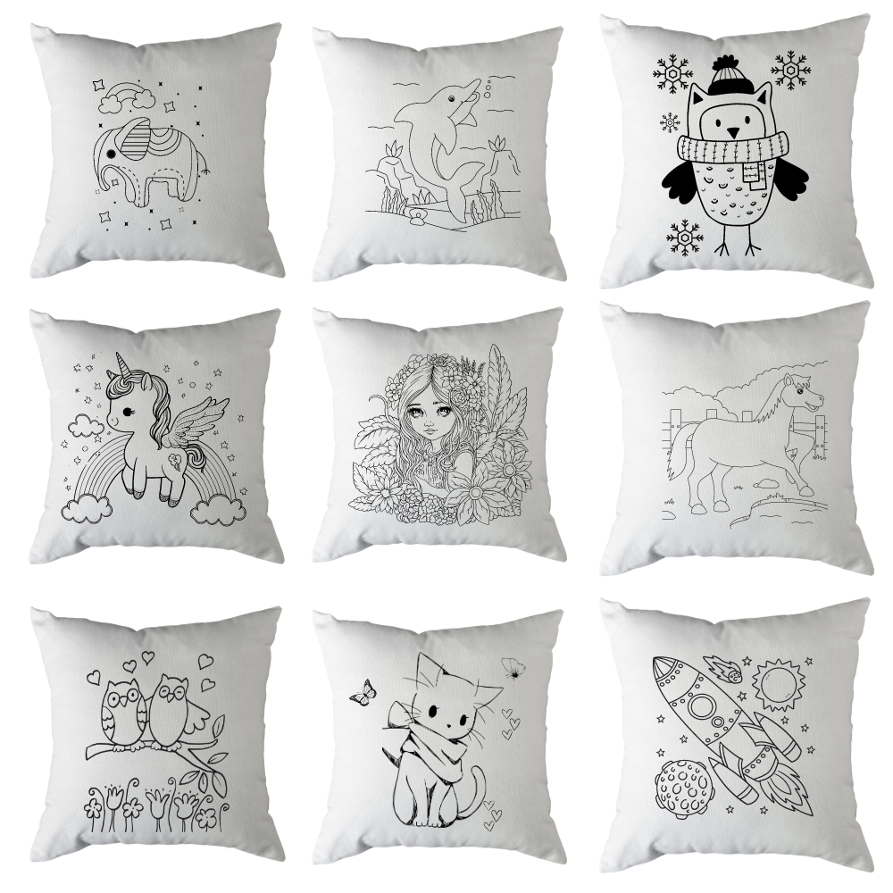 Cojín pintable personalizado + 12 lapices Acuarelables