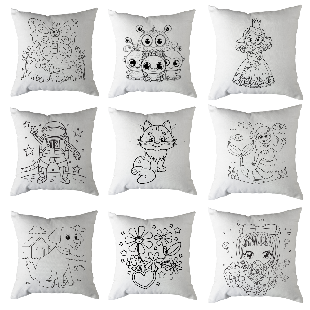 Cojín pintable personalizado + 12 lapices Acuarelables